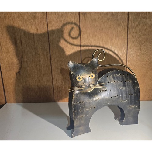 Metal cat candle holder - metal,